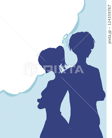 考えている男女 吹き出し 考えている男女 吹き出し 124359767