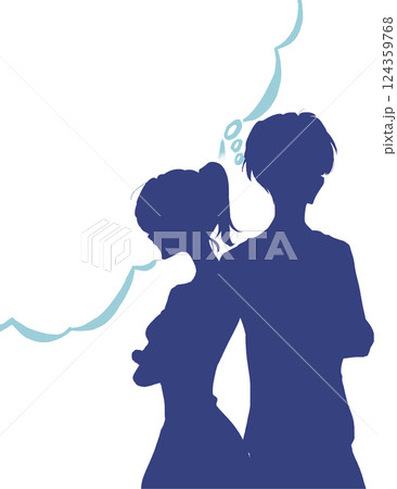 考えている男女　吹き出し 124359768