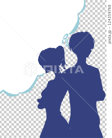 考えている男女　吹き出し 124359768