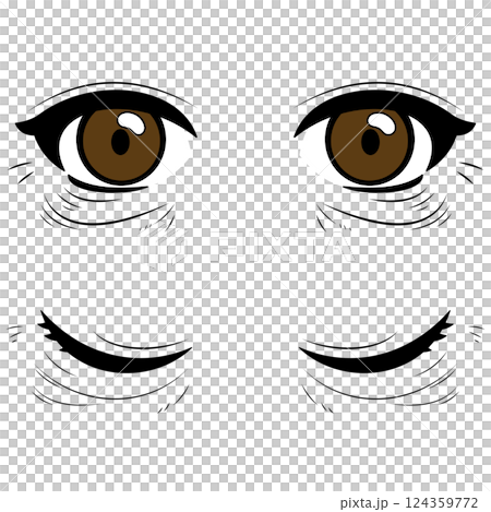老いた目元_開閉_差分セット_手書き_ベクター素材 124359772