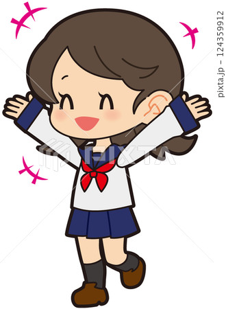 喜ぶセーラー服の女の子 喜ぶセーラー服の女の子 124359912