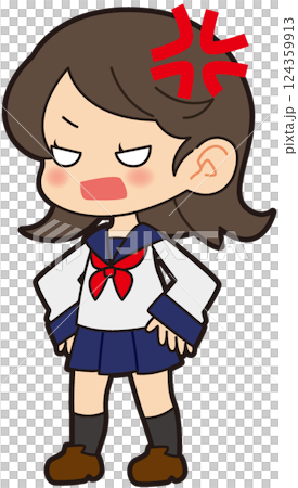 一個穿著憤怒的水手服的女孩 一個穿著憤怒的水手服的女孩 124359913