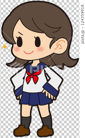ドヤ顔のセーラー服の女の子 124359919