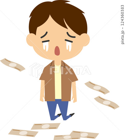 ギャンブルに負けて泣いている男性のイメージイラスト ギャンブルに負けて泣いている男性のイメージイラスト 124360383