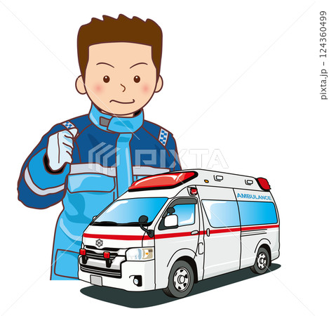 救急車と救急隊員 救急車と救急隊員 124360499