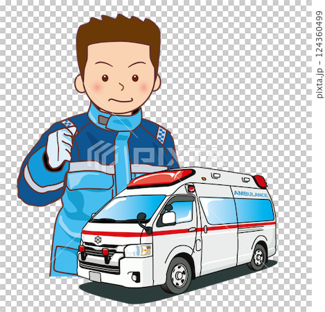 救急車と救急隊員 救急車と救急隊員 124360499
