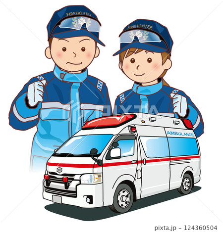 救急車と隊員 124360504
