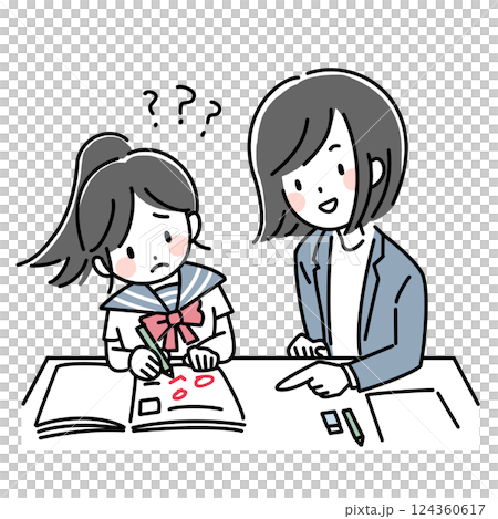 國中生和輔導老師學習困難的插圖 124360617