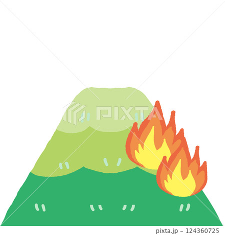 山火事初期の三角の山のイラスト 山火事初期の三角の山のイラスト 124360725