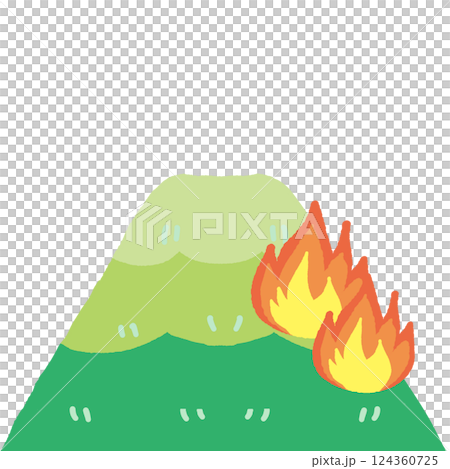 山火事初期の三角の山のイラスト 山火事初期の三角の山のイラスト 124360725