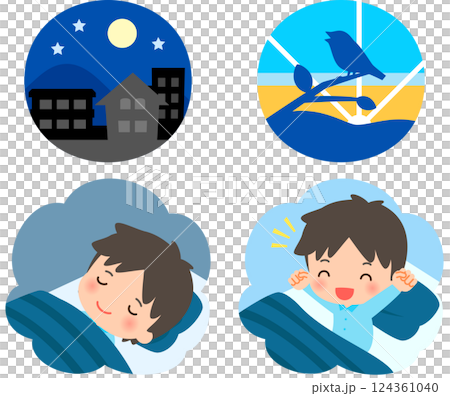夜に眠り夜明けに起床する男性 124361040