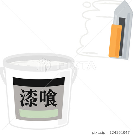 DIY用の漆喰ペーストと鏝 124361047