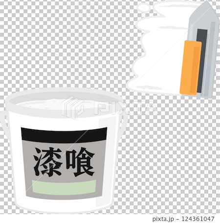 DIY用の漆喰ペーストと鏝 124361047