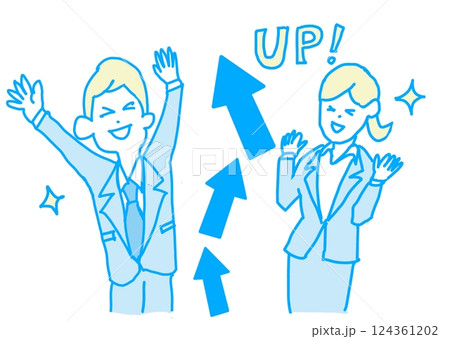 成績アップするビジネスマンとビジネスウーマンのイラスト 成績アップするビジネスマンとビジネスウーマンのイラスト 124361202