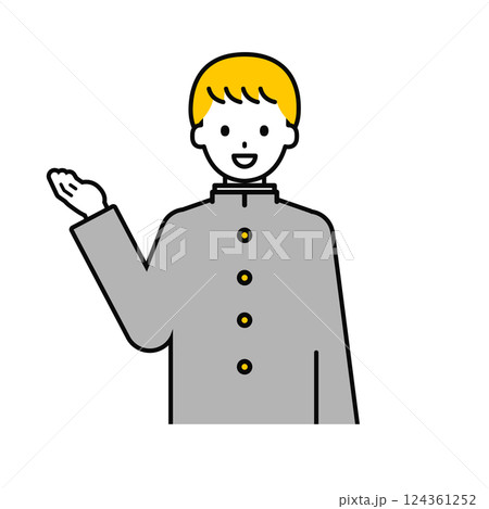 上半身のポーズ_シンプルな学生の男子学生17 124361252