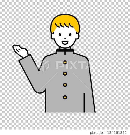 上半身のポーズ_シンプルな学生の男子学生17 124361252