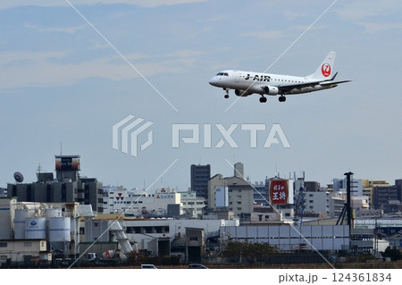 大阪国際空港 JAL 飛行機 着陸態勢 スカイパーク 大阪国際空港 JAL 飛行機 着陸態勢 スカイパーク 124361834