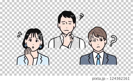 A simple vector illustration set of a boss and subordinate with a worried expression 124362161