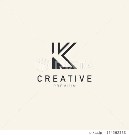 Initial K Letter Logo Modern minimalist design alphabet template 124362388