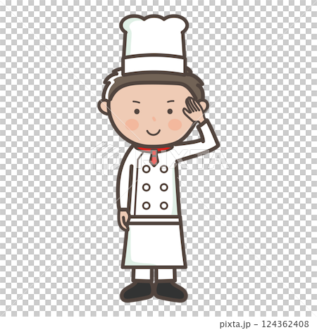 了解のポーズをする若い男性コックさんの全身イラスト 了解のポーズをする若い男性コックさんの全身イラスト 124362408
