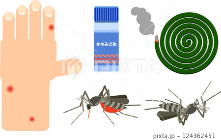 蚊と対策グッズのイラスト 124362451