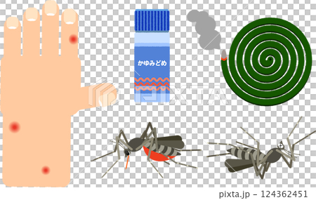 蚊と対策グッズのイラスト 124362451
