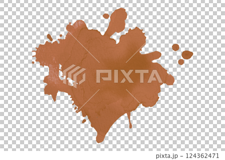 brown brush paint stain isolated on transparent background 124362471