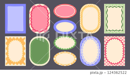 Groovy wavy border frames set Groovy wavy border frames set 124362522