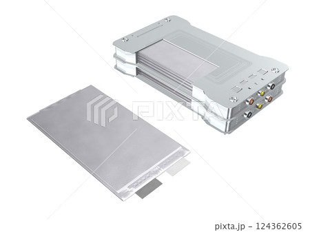 EV駆動用バッテリー リチウムイオンバッテリー セル セルモジュール(3DCGイメージ) EV駆動用バッテリー リチウムイオンバッテリー セル セルモジュール(3DCGイメージ) 124362605