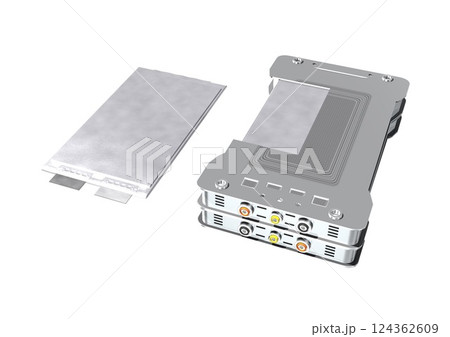 EV駆動用バッテリー リチウムイオンバッテリー セル セルモジュール(3DCGイメージ) EV駆動用バッテリー リチウムイオンバッテリー セル セルモジュール(3DCGイメージ) 124362609