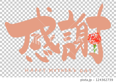 毛筆寫感恩（康乃馨）母親節快樂.n 124362739