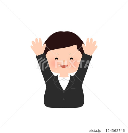 バンザイをするノーネクタイの男性 124362746