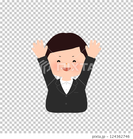 バンザイをするノーネクタイの男性 124362746