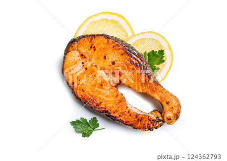 Grilled Salmon fish steak Grilled Salmon fish steak 124362793