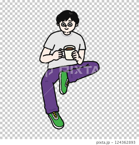 放鬆,當喝咖啡時的一個人 放鬆,當喝咖啡時的一個人 124362893