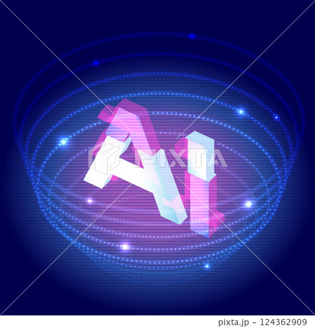 AI Digital Vortex with Neon Glow Effects 124362909
