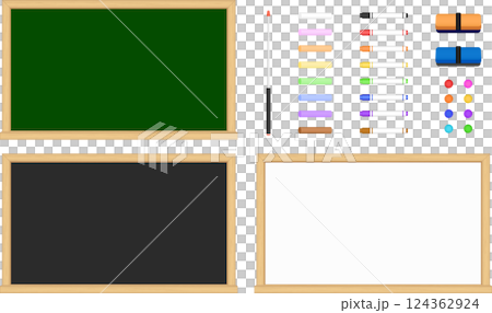 Blackboard_Whiteboard_Stationery_Illustration set 124362924