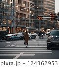 架空の都市の交差点のフォトリアルイラスト 124362953