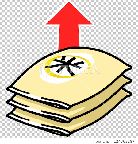 米　値上げ　イラスト素材 124363287