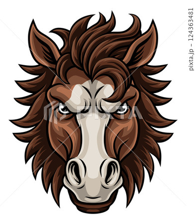 Horse Mustang Stallion Bronco Sports Team Mascot Horse Mustang Stallion Bronco Sports Team Mascot 124363481