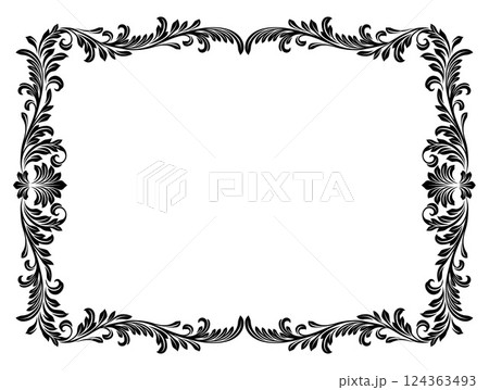 Filigree Heraldic Crest Motif Floral Pattern Frame 124363493