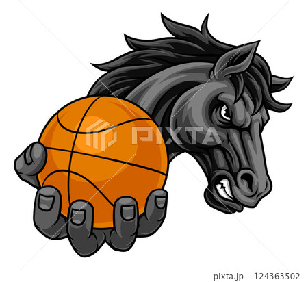 Horse Mustang Stallion Basketball Sports Mascot 124363502