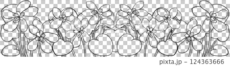 Illustration of row of edible viola flowers Illustration of row of edible viola flowers 124363666