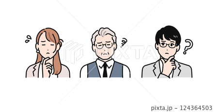 悩む表情の上司と部下のシンプルなベクターイラストセット 悩む表情の上司と部下のシンプルなベクターイラストセット 124364503