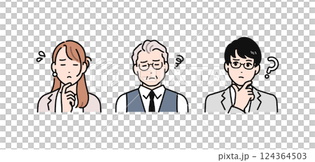 悩む表情の上司と部下のシンプルなベクターイラストセット 悩む表情の上司と部下のシンプルなベクターイラストセット 124364503