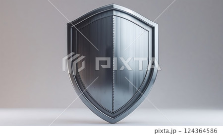 Steel Shield Emblem Representing Strength, Security, and Protection 124364586