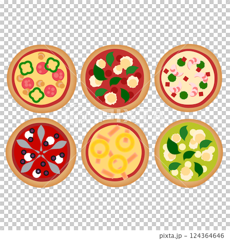 各種比薩餅的向量插圖集 各種比薩餅的向量插圖集 124364646