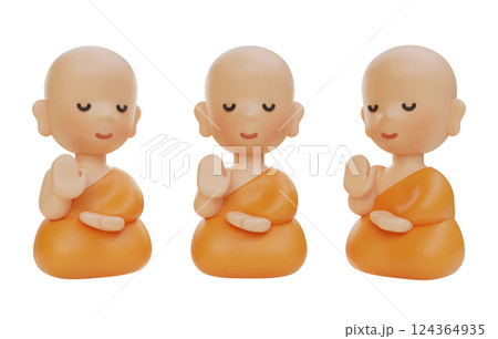 cute Monk Character 3D Graphic 124364935