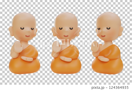 cute Monk Character 3D Graphic 124364935