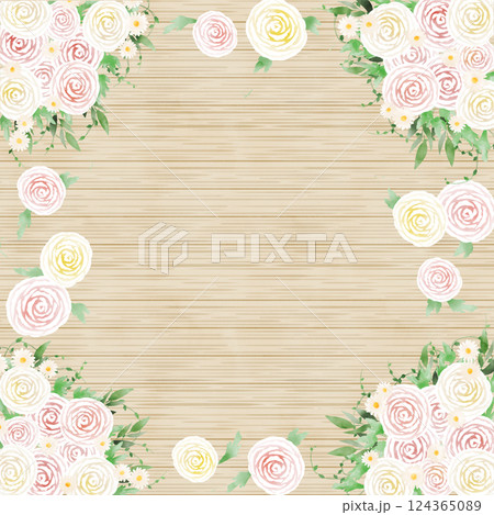 ラナンキュラス（木目背景 正方形 枠なし） 124365089